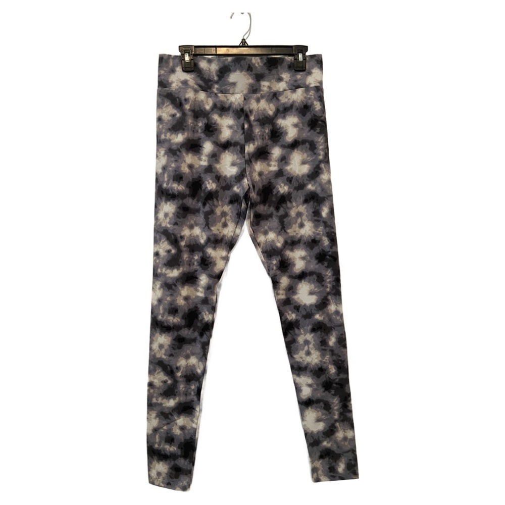LOGO by Lori Goldstein Printed Tie Dye Knit Pull On Leggings Black Gray Small